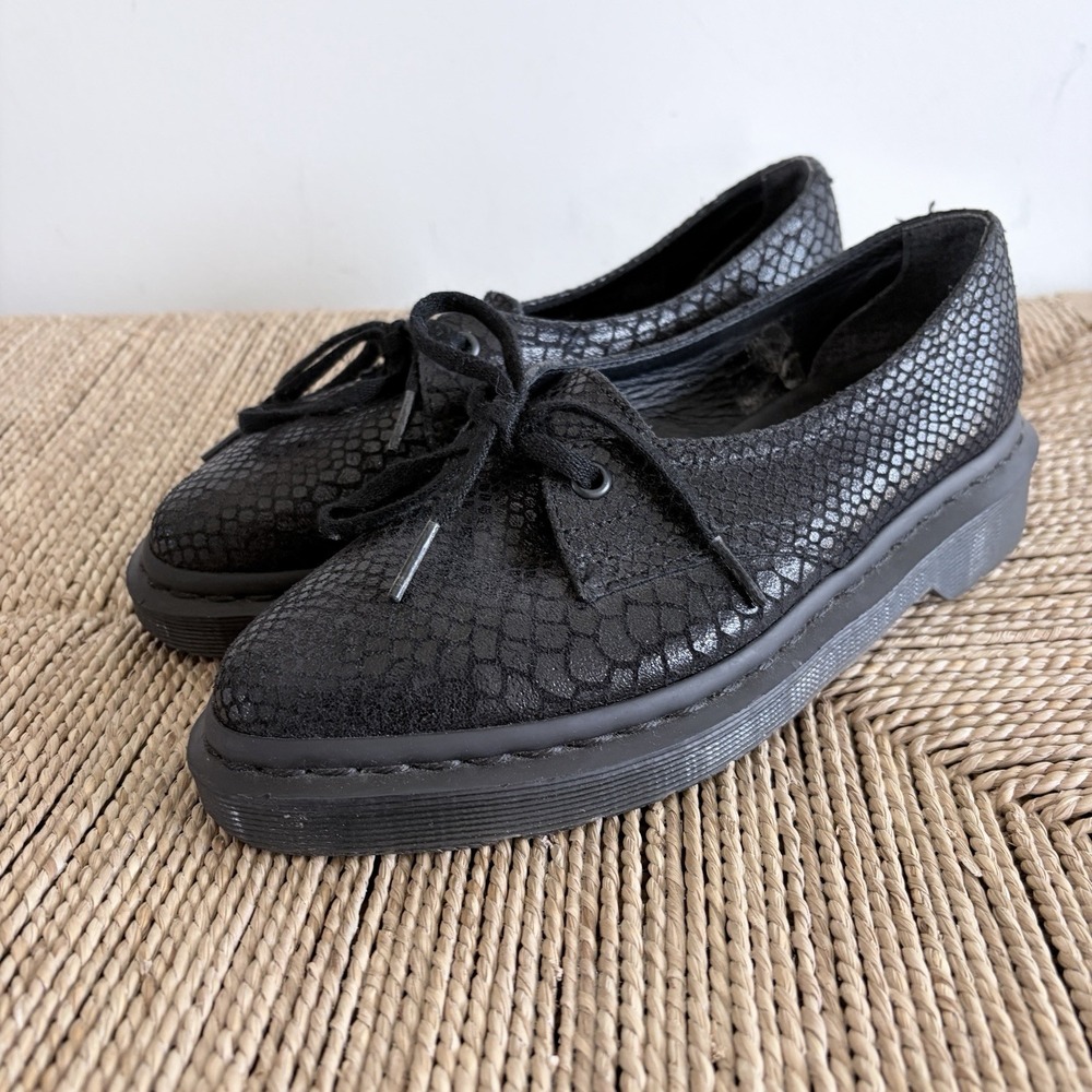 Dr Martens Women Siano Low Top Oxford Shoes Sz 5 Black Croc snake Doc Y2K Chunky